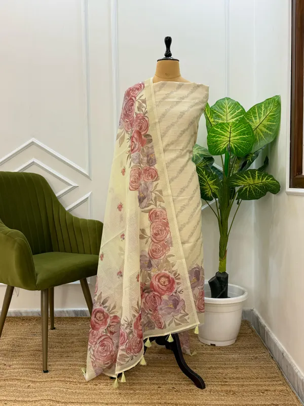 Cream_Kota_check_Aada_Stripe_Digital_Print_Banarasi_Suit_with_Floral_Printed_Dupatta_130PNJ_KCD1