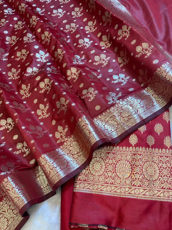 Red_Semi_Silk_Floral_Booti_Banarasi_3_pcs_Suit_Set_900AJ_SK3