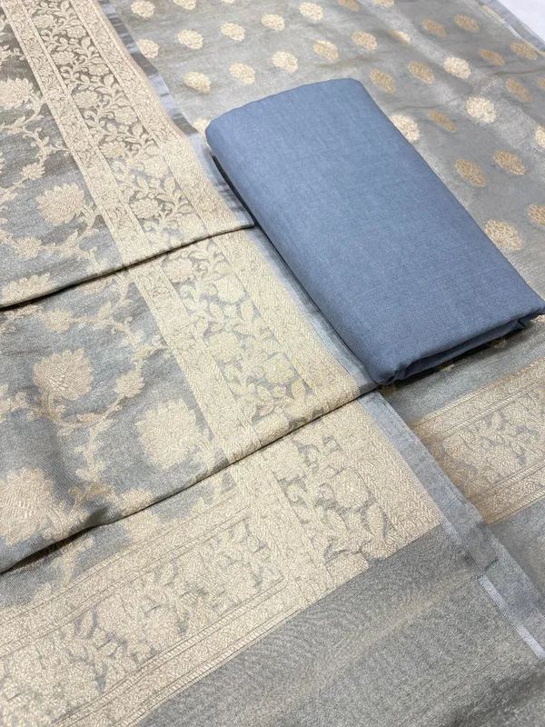Puresilk_Handloom_Grey_Tissue_Silk_Banarasi_3_pcs_Suit_Set_RHN_TSU12