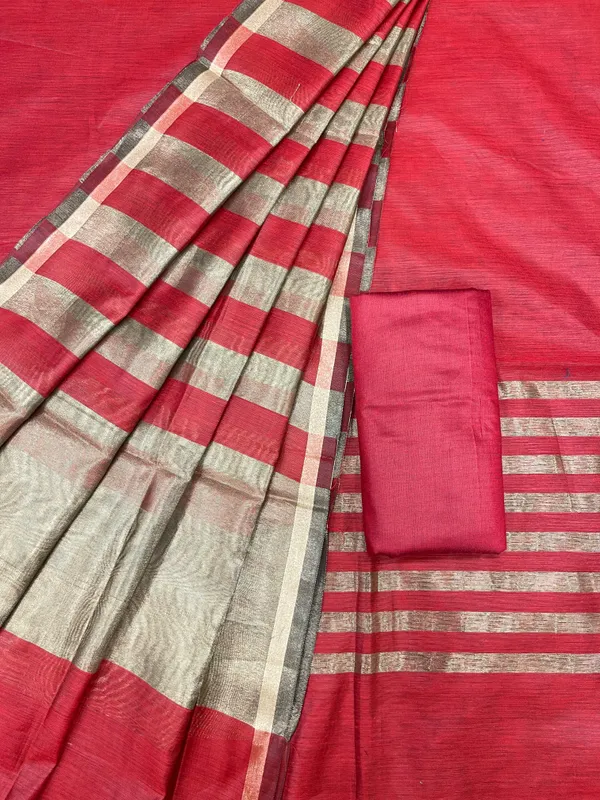 Red_Cotton_Silk_Banarasi_3_pcs_Suit_Set_650JD_CS3