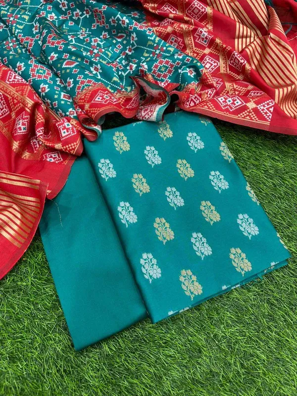 Seagreen_Katan_Silk_Silver_Gold_Zari_With_Patola_Weave_Dupatta_Suit_Set_700SKL_KS47