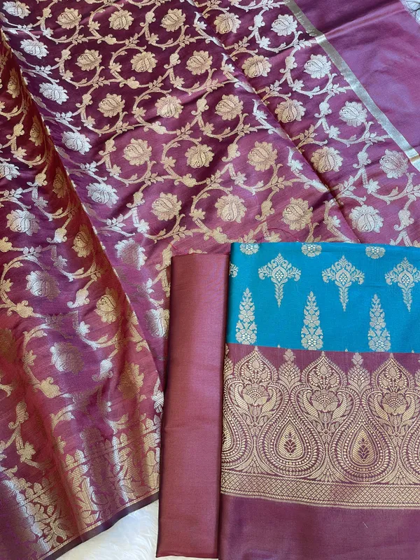 Seagreen_Art_Silk_Floral_Zari_Booti_Contrast_Banarasi_Suit_with_Maroon_Dupatta_625AJ_TPT30
