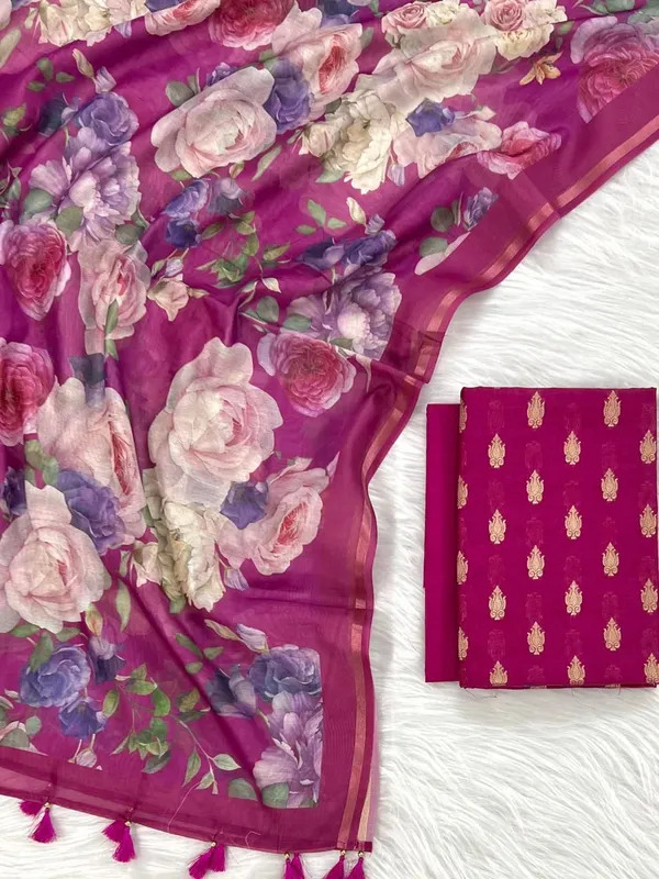 Magenta_Cotton_Silk_Zari_Booti_With_Digital_Print_Dupatta_Banarasi_3_Pcs_Suit_Set_Skl_Cd5