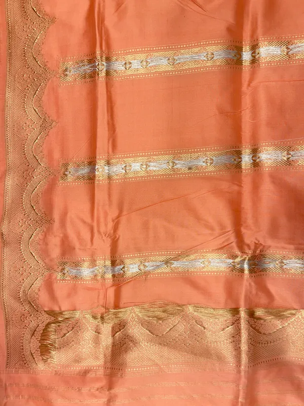 Pure_Handloom_Peach_Katan_Silk_Silver_Zari_Booti_Kadhwa_Banarasi_3_pcs_Suit_Set_14000PR_KS2