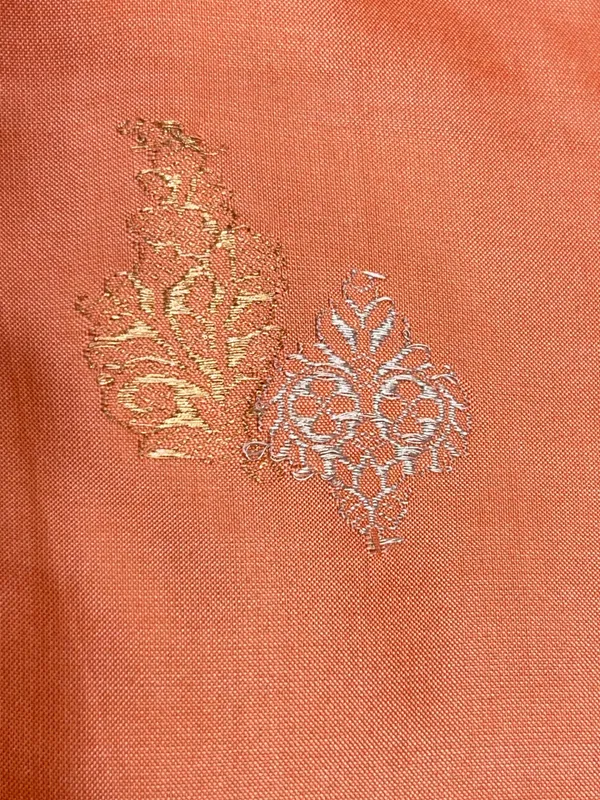 Pure_Handloom_Peach_Katan_Silk_Silver_Zari_Booti_Kadhwa_Banarasi_3_pcs_Suit_Set_14000PR_KS2