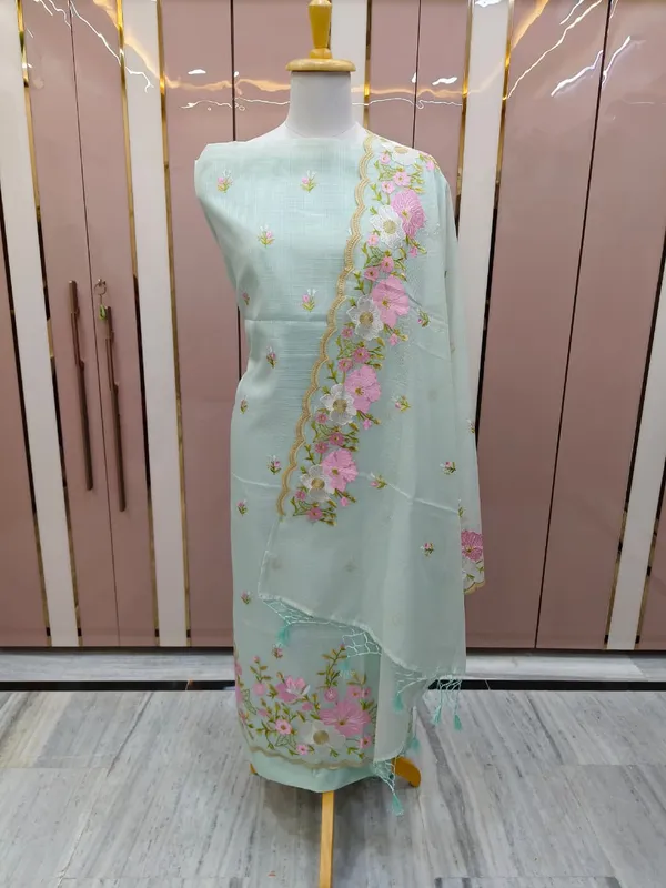 Seagreen_Kota_Check_Multi_Resham_Embroidery_Banarasi_Suit_with_Cutwork_Dupatta12JJ_KC8