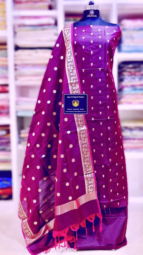 Wine_Katan_Silk_Zari_Booti_with_Kimkhab_Dupatta_Banarasi_3_pcs_Suit_Set