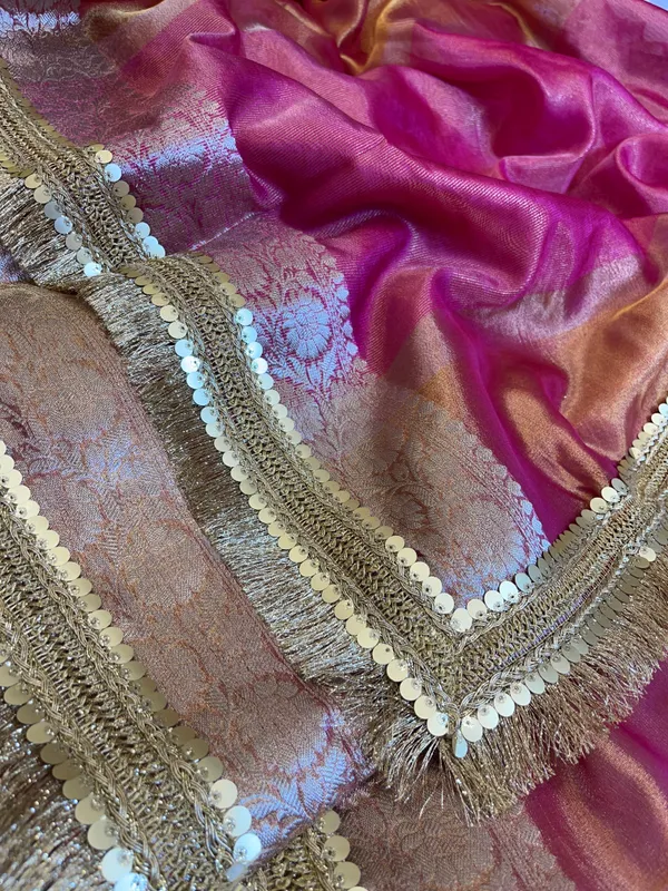 Light_Gold_Tissue_Silk_Contrast_Pink_Pallu_Banarasi_Saree_with_Lace_work_Border_BFS_TL4