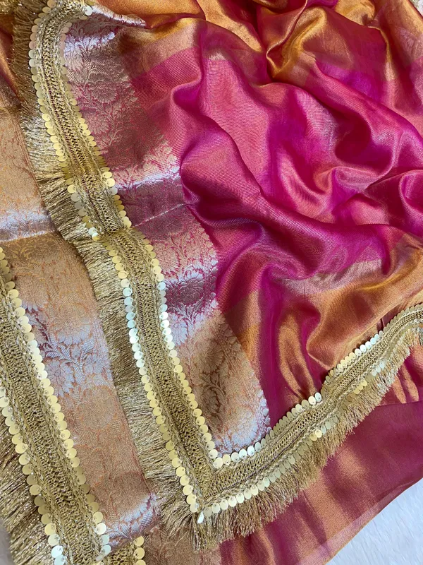 Light_Gold_Tissue_Silk_Contrast_Pink_Pallu_Banarasi_Saree_with_Lace_work_Border_BFS_TL4