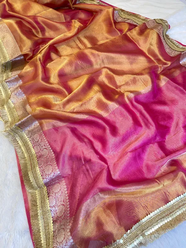 Light_Gold_Tissue_Silk_Contrast_Pink_Pallu_Banarasi_Saree_with_Lace_work_Border_BFS_TL4