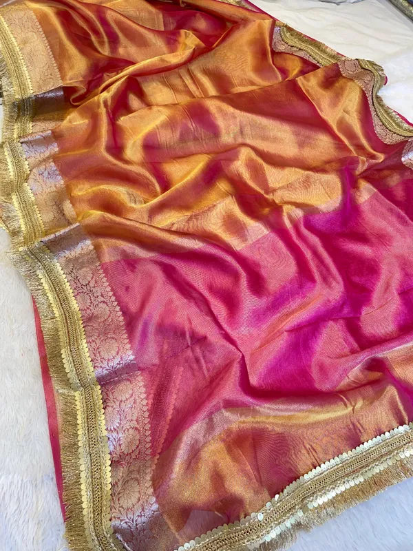 Light_Gold_Tissue_Silk_Contrast_Pink_Pallu_Banarasi_Saree_with_Lace_work_Border_BFS_TL4