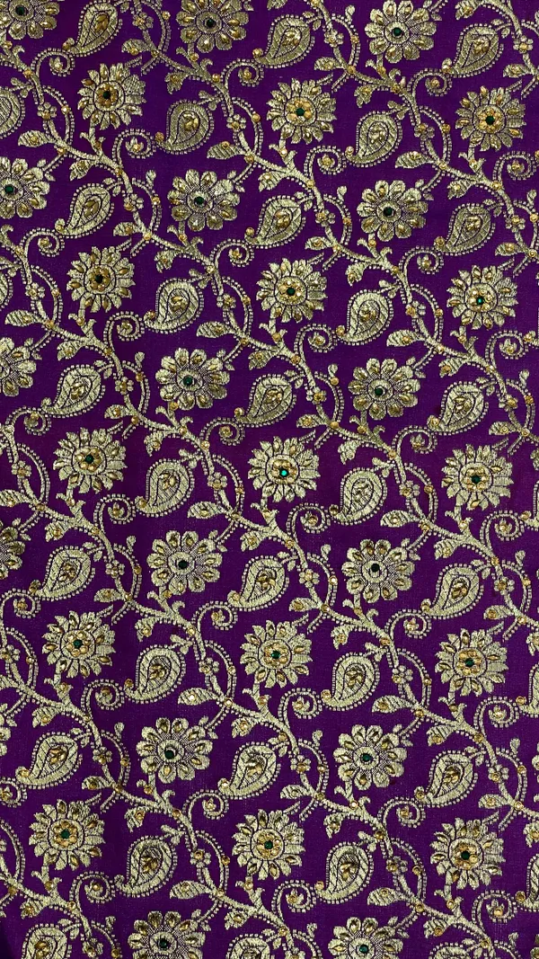 Humairah_Presents_Purple_Satin_Silk_Floral_Zari_Tilfi_Jaal_Low_Stone_Work_Saree_with_Contrast_Maroon_Banarasi_Pallu_and_Maroon_Blouse