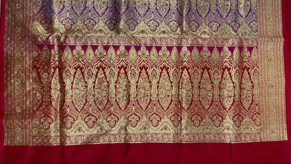 Humairah_Presents_Purple_Satin_Silk_Floral_Zari_Tilfi_Jaal_Low_Stone_Work_Saree_with_Contrast_Maroon_Banarasi_Pallu_and_Maroon_Blouse