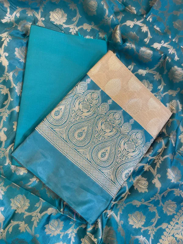 Beige_Art_Silk_Floral_Zari_Booti_Contrast_Banarasi_Suit_with_Seagreen_Dupatta_625AJ_TPT41