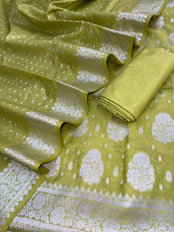 Mehndi_Green_Katan_Georgette_Silver_Zari_Booti_Banarasi_Suit_Set_with_Chunri_Booti_1200SKL_KG7