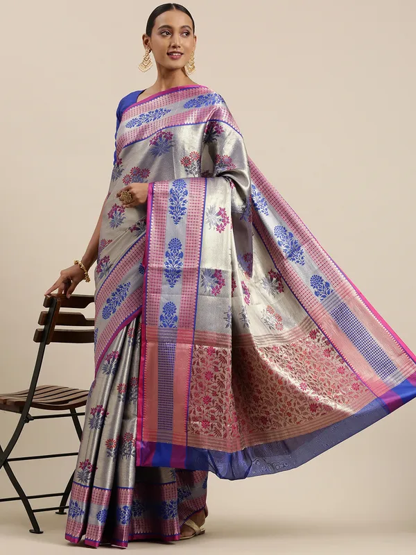 Grey_Kanchi_Silk_Banarasi_Sarees_For_Women_GEBE1