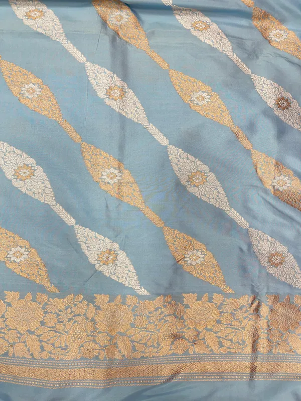 Pure_Handloom_Seagreen_Katan_Silk_Gold_and_Silver_Zari_Aada_Stripe_Kadhwa_Banarasi_3_pcs_Suit_Set_14000PR_KS12