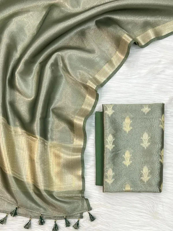 Dark_Green_Tissue_Silk_Zari_Booti_With_Border_Dupatta_Banarasi_3_Pcs_Suit_Set_Skl_Tsu22