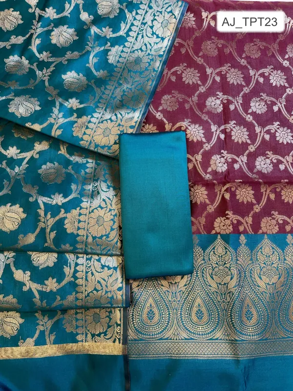 Maroon_Art_Silk_Floral_Zari_Jaal_Contrast_Banarasi_Suit_with_Seagreen_Dupatta_625AJ_TPT23