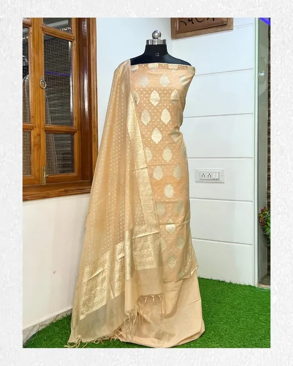 Beige_Pure_Mercerised_Cotton_Floral_Zari_Boota_with_Lorex_weave_Chunri_Booti_Dupatta_12SKL_PML28