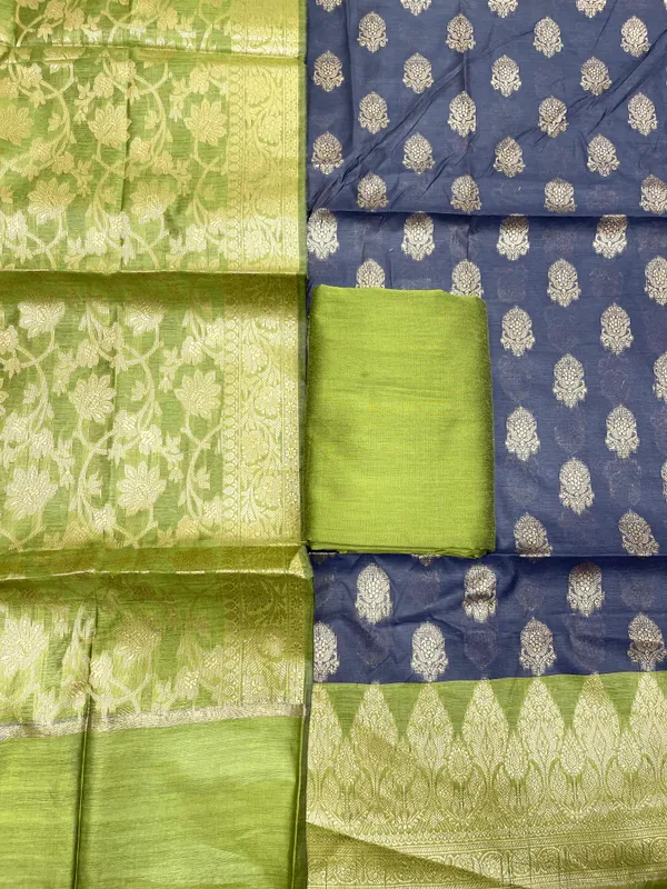 Navy_Blue_Cotton_Banarasi_3_pcs_Suit_Set_with_Contrast_Pista_Green_Dupatta_IM_CS3