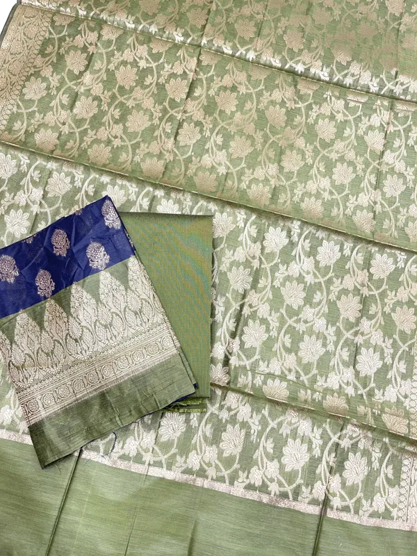 Navy_Blue_Cotton_Banarasi_3_pcs_Suit_Set_with_Contrast_Pista_Green_Dupatta_IM_CS3