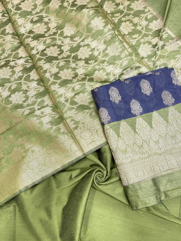 Navy_Blue_Cotton_Banarasi_3_pcs_Suit_Set_with_Contrast_Pista_Green_Dupatta_IM_CS3