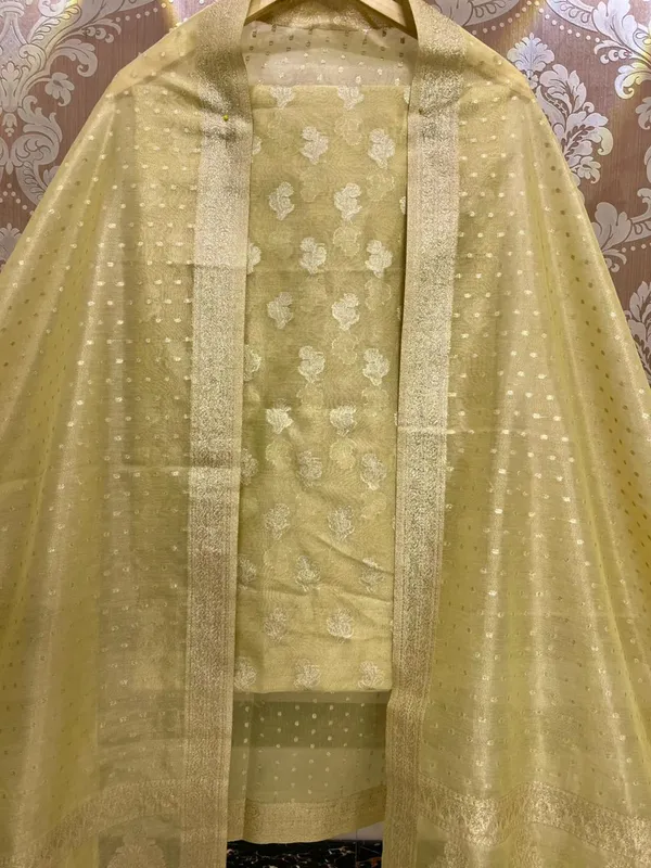 Light_Yellow_Tissue_Silk_Zari_Booti_Banarasi_Suit_with_Polka_dot_traditonal_Border_Dupatta_1500ASG_TSU4