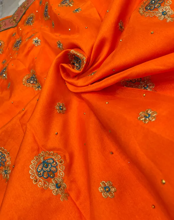 Neon_Orange_Cotton_Blend_Zari_Embroidery_Banarasi_Saree_600KS_12