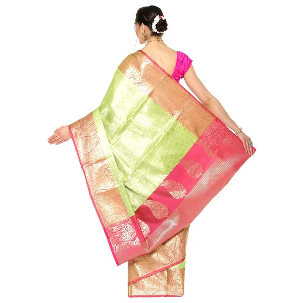 Lime_Green_Kanchi_Silk_Banarasi_Sarees_For_Women_GEBE13
