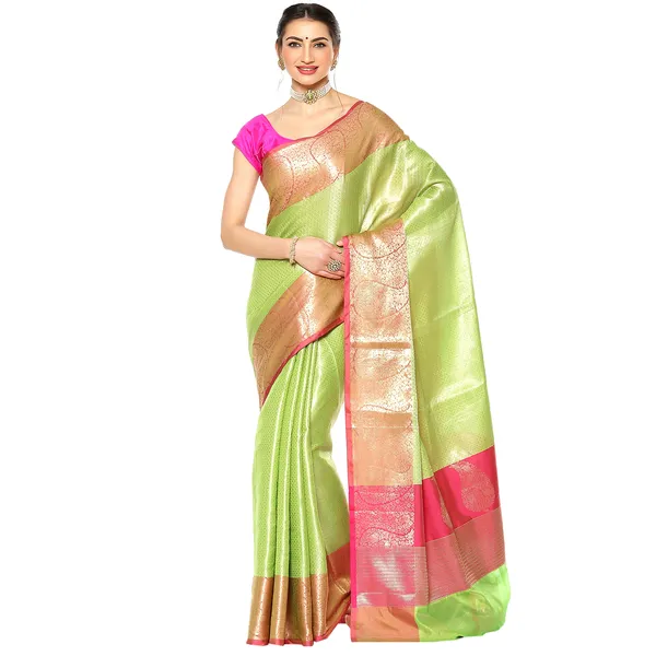 Lime_Green_Kanchi_Silk_Banarasi_Sarees_For_Women_GEBE13