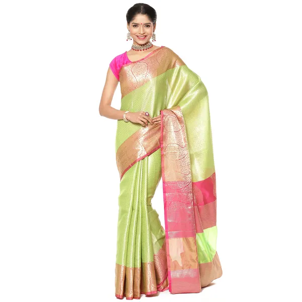 Lime_Green_Kanchi_Silk_Banarasi_Sarees_For_Women_GEBE13