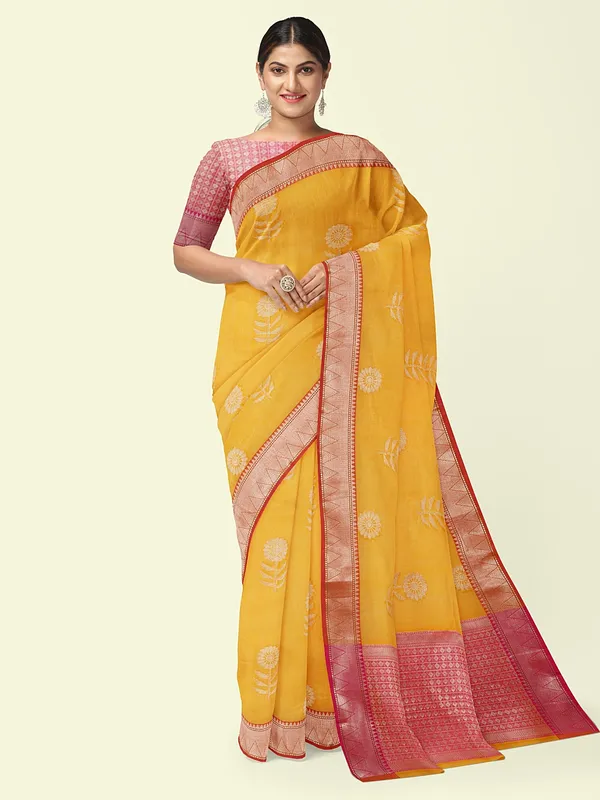 Gold_Cotton_Blend_Banarasi_Sarees_For_Women_GEHKR_42