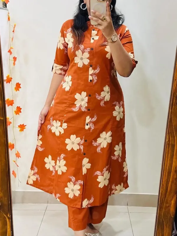ORANGE__Printed_Straight_Kurta_Palazzo_Set_Set_With_Matching_Pants