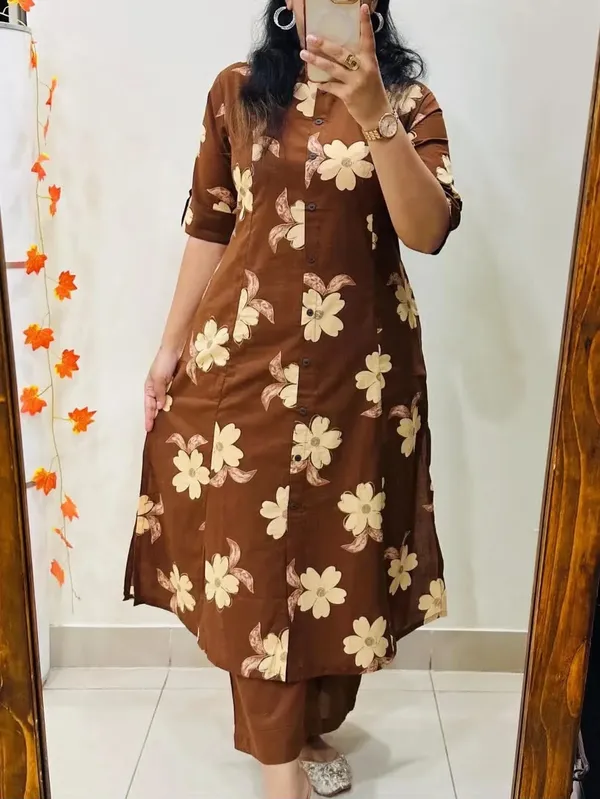 BROWN_CORDSET_KURTI_WITH_MATCHING_PANTS