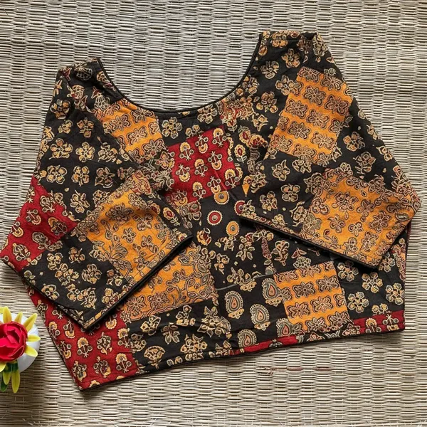 BLACK_FULLY_STICHED_PRINTED_COTTON_BLOUSE_AJRAKH_PRINT