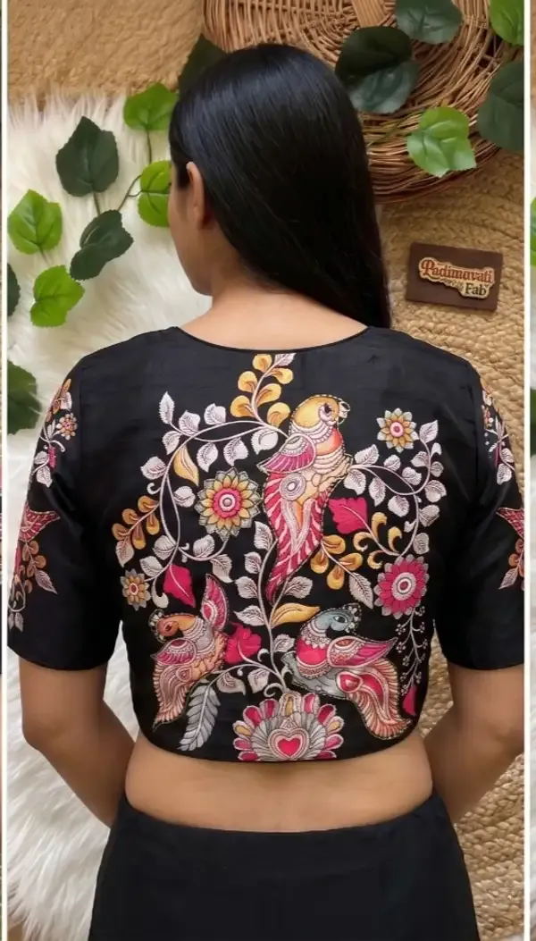 Black_Art_Silk_Floral_Embroidered_Blouse_For_Women