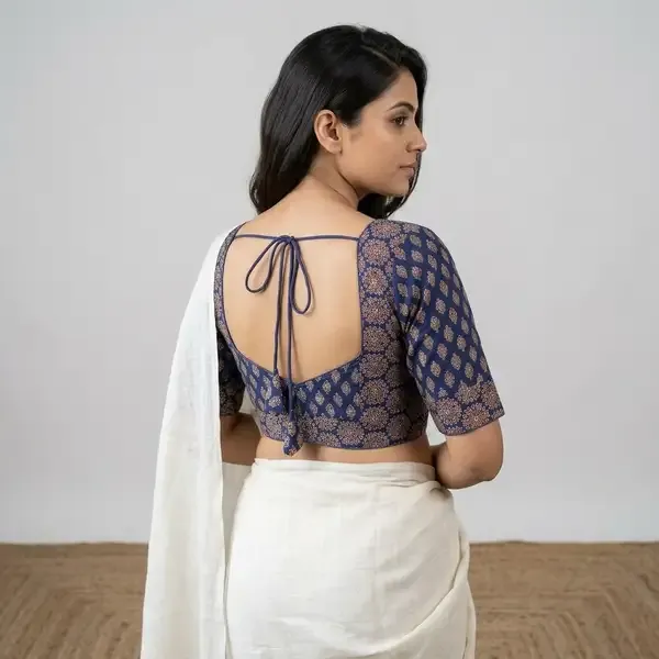 Blue_Cotton_Deep_Back_Block_Print_Blouse_For_Women