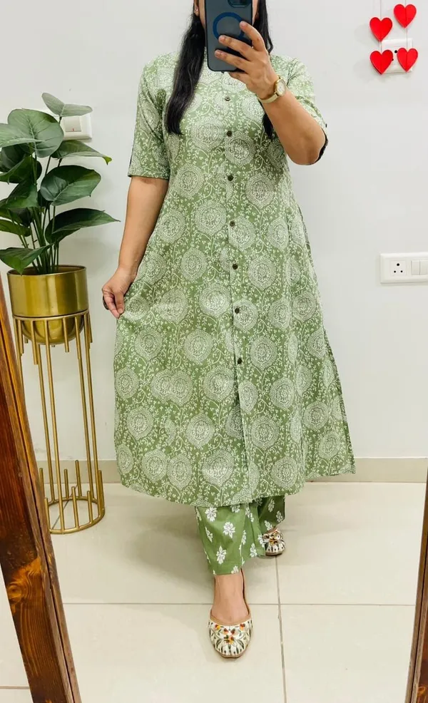 Mint_Green_Block_Print_Cotton_Kurta_Palazzo_Set_Palazzo_Set_For_Women