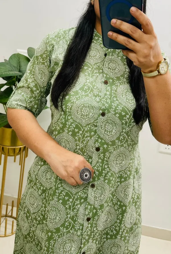 Mint_Green_Block_Print_Cotton_Kurta_Palazzo_Set_Palazzo_Set_For_Women
