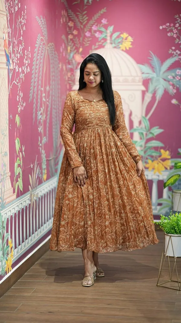 Brown_Printed_Long_Sleeve_Maxi_Dress