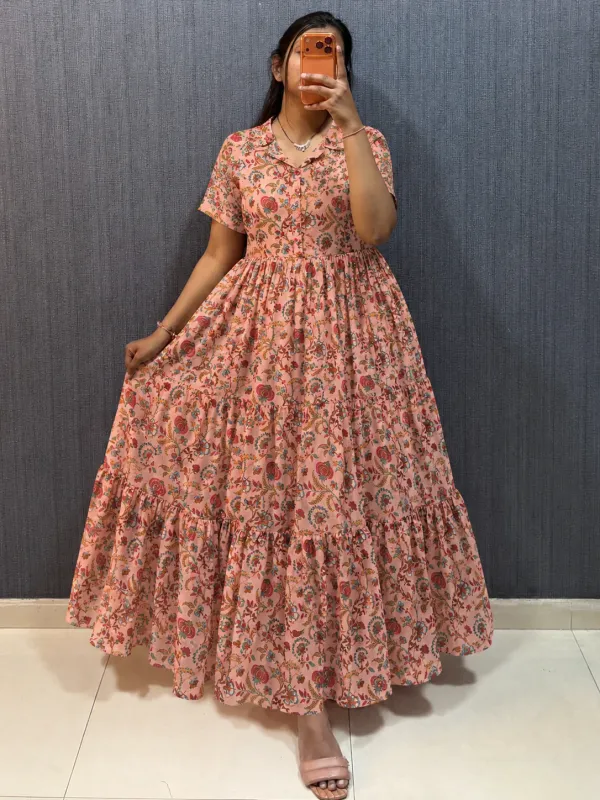 PEACHFloral_Chiffon_Maxi_Dress_for_Women_|_Elegant_Casual_&_Party_Wear