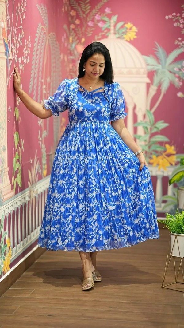 Blue_Floral_Print_Midi_Dress_With_Puff_Sleeves