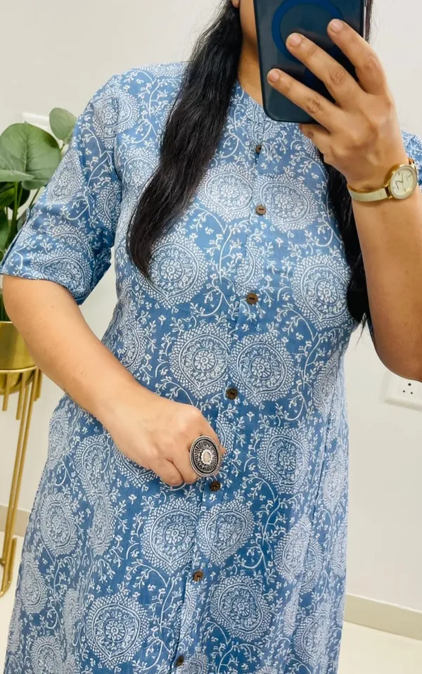Blue_Printed_Kurti_With_Matching_Pants_-_Ethnic_Wear_Set