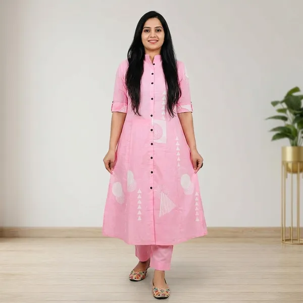 Pink_Printed_Cotton_Kurta_Palazzo_Set_Set_With_White_Geometric_Pattern