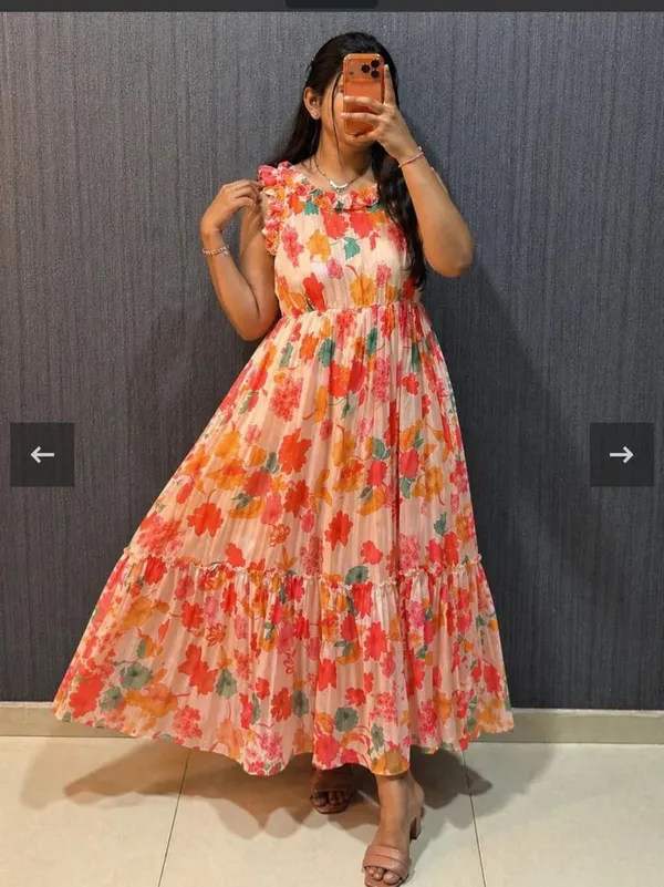 Peach_Floral_Chiffon_Maxi_Dress_for_Women_|_Elegant_Casual_&_Party_Wear