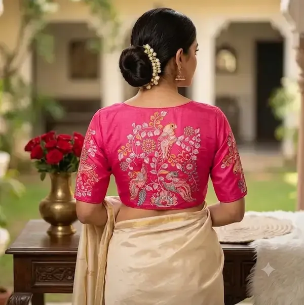 Pink_Art_Silk_Floral_Embroidered_Blouse_For_Women