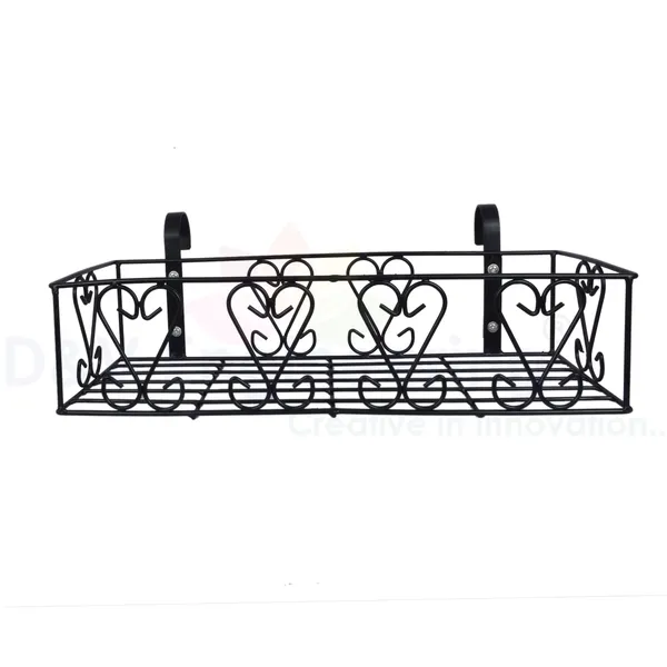 Railings_Pot_Stand/Flower_Plant_Display_Stand_for_Multiple_Plants_Balcony_(Fixed_Hanger_-_Black)_(DVPOT-18B-FX)