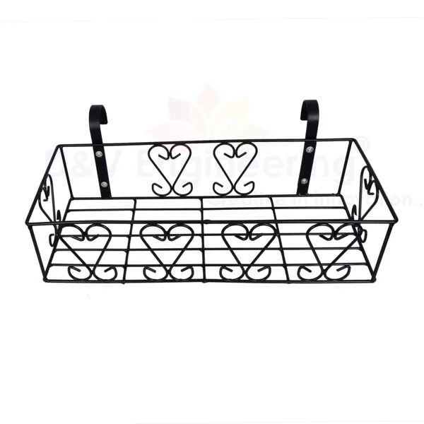 Railings_Pot_Stand/Flower_Plant_Display_Stand_for_Multiple_Plants_Balcony_(Fixed_Hanger_-_Black)_(DVPOT-18B-FX)