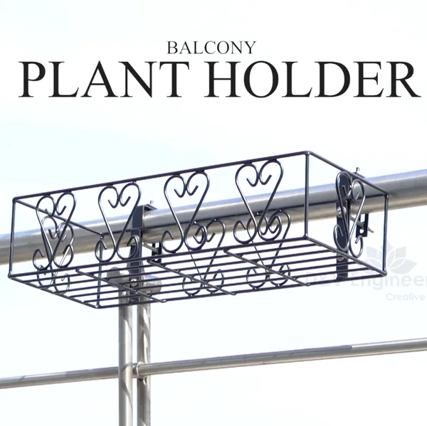Railings_Pot_Stand/Flower_Plant_Display_Stand_for_Multiple_Plants_Balcony_(Adjustable_Hanger_-_Black)_DVPOT-18B-A